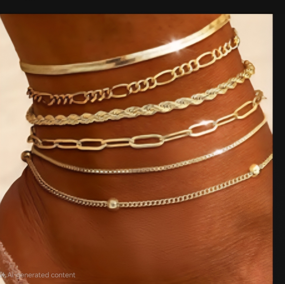 Faux Gold Layered Bracelet Set with Delicate Chains